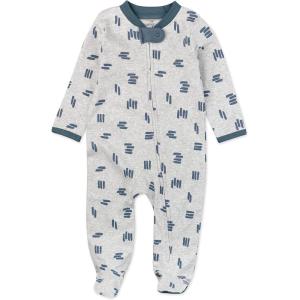 imageHonestBaby Sleep ampamp Play Footed Onepiece Pajama Sleeper 100 Organic Cotton Baby BoysDashes Gray Heather