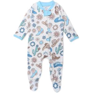 imageHonestBaby Sleep ampamp Play Footed Onepiece Pajama Sleeper 100 Organic Cotton Baby BoysDesert Charmer Aqua