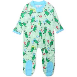 imageHonestBaby Sleep ampamp Play Footed Onepiece Pajama Sleeper 100 Organic Cotton Baby BoysDill Licious Pickle Ball