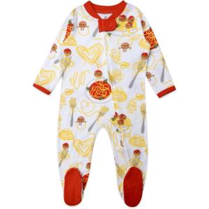 imageHonestBaby Sleep ampamp Play Footed Onepiece Pajama Sleeper 100 Organic Cotton Baby BoysPasta La Vista  Spaghetti and Meatballs