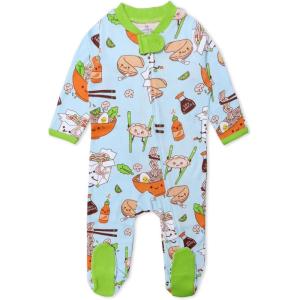 imageHonestBaby Sleep ampamp Play Footed Onepiece Pajama Sleeper 100 Organic Cotton Baby BoysWok N Roll Blue