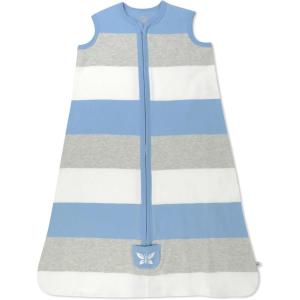 imageHonestBaby Zip Front Wearable Blanket 100 Organic Cotton for Infant Baby Boys GirlsBold Stripe Blueberry