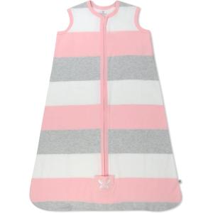 imageHonestBaby Zip Front Wearable Blanket 100 Organic Cotton for Infant Baby Boys GirlsJumbo Stripe Petal Pink