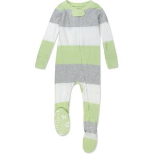 imageNonslip Footed Pajamas Onepiece Sleeper Zipfront Pjs 100 Organic Cotton for Baby BoysBold Stripe Sage