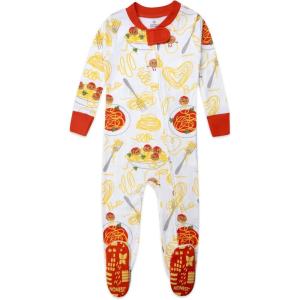 imageNonslip Footed Pajamas Onepiece Sleeper Zipfront Pjs 100 Organic Cotton for Baby BoysPasta La Vista  Spaghetti and Meatballs