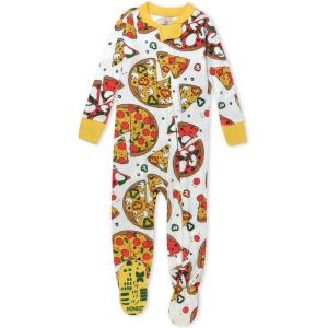 imageNonslip Footed Pajamas Onepiece Sleeper Zipfront Pjs 100 Organic Cotton for Baby BoysPizza Party