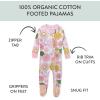 imageHonestBaby Nonslip Footed Pajamas Onepiece Sleeper Zipfront Pjs 100 Organic Cotton for Baby GirlsFlowers Flowers