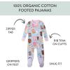 imageHonestBaby Nonslip Footed Pajamas Onepiece Sleeper Zipfront Pjs 100 Organic Cotton for Baby GirlsPoppin Dreams Blue
