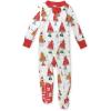 imageHonestBaby Baby Holiday NonSlip Footed Pajamas OnePiece Sleeper ZipFront Pjs 100 Organic CottonPizza Joy