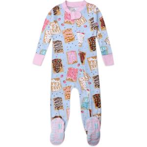imageHonestBaby Nonslip Footed Pajamas Onepiece Sleeper Zipfront Pjs 100 Organic Cotton for Baby GirlsPoppin Dreams Blue