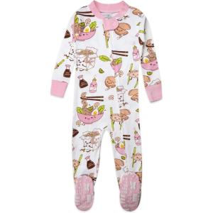 imageHonestBaby Nonslip Footed Pajamas Onepiece Sleeper Zipfront Pjs 100 Organic Cotton for Baby GirlsWok N Roll Pink