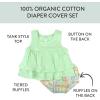 image2Piece Flutter Tee Dress with Ruffle Diaper Cover 100 Organic Cotton for Infant Baby and Toddler GirlsSeersucker Plaid Fawn