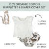 image2Piece Flutter Tee Dress with Ruffle Diaper Cover 100 Organic Cotton for Infant Baby and Toddler GirlsTiger Cubs