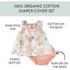 image2Piece Flutter Tee Dress with Ruffle Diaper Cover 100 Organic Cotton for Infant Baby and Toddler GirlsWhite Peach Blossom Floral