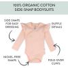 image3 Pack Long Sleeve Side Snap Ruffle Shoulder Bodysuit 100 Organic Cotton for Infant Baby and Toddler GirlsPeach Blossom Floral