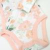 image3 Pack Long Sleeve Side Snap Ruffle Shoulder Bodysuit 100 Organic Cotton for Infant Baby and Toddler GirlsPeach Blossom Floral