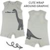 imageHonestBaby Short Sleeve and Tank Romper 100 Organic Cotton for Infant Baby and Toddler Boys2pack Dino Mite