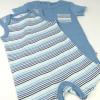 imageHonestBaby Short Sleeve and Tank Romper 100 Organic Cotton for Infant Baby and Toddler Boys2pack Drifting Stripe Cornflower