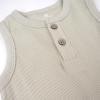 imageHonestBaby Short Sleeve and Tank Romper 100 Organic Cotton for Infant Baby and Toddler BoysPineapple Leaf Khaki