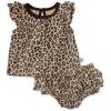 image2Piece Flutter Tee Dress with Ruffle Diaper Cover 100 Organic Cotton for Infant Baby and Toddler GirlsCheetah