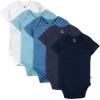 imageHonestBaby 5pack Short Sleeve Bodysuits Onepiece 100 Organic Cotton for Infant Baby BoysBlue Ombre
