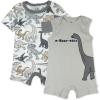 imageHonestBaby Short Sleeve and Tank Romper 100 Organic Cotton for Infant Baby and Toddler Boys2pack Dino Mite