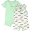imageHonestBaby Short Sleeve and Tank Romper 100 Organic Cotton for Infant Baby and Toddler Boys2pack Farm Fleet