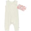 imageHonestBaby babygirls Rib Romper and Headband Organic CottonCoral Pink 2pack