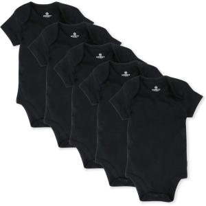 imageHonestBaby 5pack Short Sleeve Bodysuits Onepiece 100 Organic Cotton for Infant Baby BoysBlack