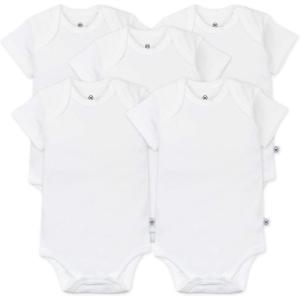 imageHonestBaby 5pack Short Sleeve Bodysuits Onepiece 100 Organic Cotton for Infant Baby BoysBright White