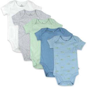 imageHonestBaby 5pack Short Sleeve Bodysuits Onepiece 100 Organic Cotton for Infant Baby BoysCornflower