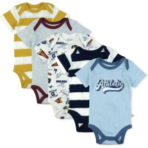 imageHonestBaby 5pack Short Sleeve Bodysuits Onepiece 100 Organic Cotton for Infant Baby BoysDino Prep Academy