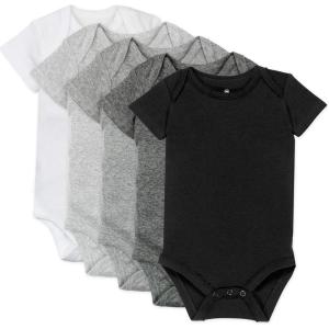 imageHonestBaby 5pack Short Sleeve Bodysuits Onepiece 100 Organic Cotton for Infant Baby BoysGray Ombre