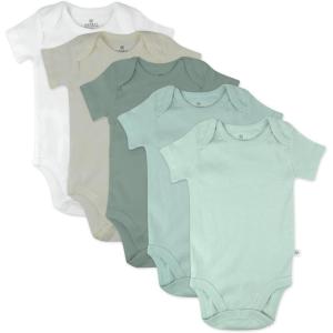 imageHonestBaby 5pack Short Sleeve Bodysuits Onepiece 100 Organic Cotton for Infant Baby BoysSage Ombre