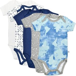 imageHonestBaby 5pack Short Sleeve Bodysuits Onepiece 100 Organic Cotton for Infant Baby BoysWatercolor World