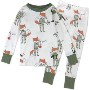 imageHonestBaby Holiday 2Piece Pajamas Sleepwear PJs 100 Organic Cotton for Baby Toddler KidsFoxy Green