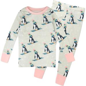 imageHonestBaby Holiday 2Piece Pajamas Sleepwear PJs 100 Organic Cotton for Baby Toddler KidsPenguin Dash