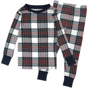 imageHonestBaby Holiday 2Piece Pajamas Sleepwear PJs 100 Organic Cotton for Baby Toddler KidsRed Tartan