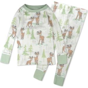 imageHonestBaby Holiday 2Piece Pajamas Sleepwear PJs 100 Organic Cotton for Baby Toddler KidsReindeer Lights
