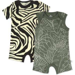 imageHonestBaby Short Sleeve and Tank Romper 100 Organic Cotton for Infant Baby and Toddler Boys2pack Avocado Leaf