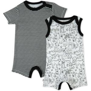 imageHonestBaby Short Sleeve and Tank Romper 100 Organic Cotton for Infant Baby and Toddler Boys2pack Marker Hound