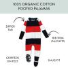 imageHonestBaby Celebration Nonslip Footed Pajamas Onepiece Sleeper Zipfront Pjs 100 Organic CottonBold Stripe Red White Blu