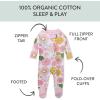imageHonestBaby Sleep ampamp Play Footed OnePiece Pajama Sleeper 100 Organic Cotton Baby GirlsFlowers Flowers