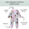 imageHonestBaby Sleep ampamp Play Footed OnePiece Pajama Sleeper 100 Organic Cotton Baby GirlsPoppin Dreams Blue