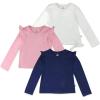 imageHonestBaby Girls 3pack 100 Organic Cotton Flutter Long Sleeve TshirtsBlue Ribbon