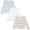 imageHonestBaby Girls 3pack 100 Organic Cotton Flutter Long Sleeve TshirtsHand Drawn Nature Stipe Blue