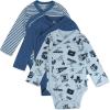 imageHonestBaby unisexbaby 3pack Long Sleeve Sidesnap Kimono Bodysuits Organic Cotton for Infant Baby Boys Girls UnisexDino Prep Academy Blue