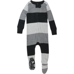 imageHonestBaby Celebration Nonslip Footed Pajamas Onepiece Sleeper Zipfront Pjs 100 Organic CottonBold Stripe Gray Ombre