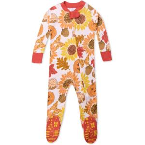 imageHonestBaby Celebration Nonslip Footed Pajamas Onepiece Sleeper Zipfront Pjs 100 Organic CottonFall Harvest