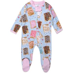 imageHonestBaby Sleep ampamp Play Footed OnePiece Pajama Sleeper 100 Organic Cotton Baby GirlsPoppin Dreams Blue